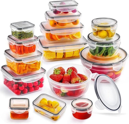 Set di conservazione - 30 scatole di stock - contenitore di stoccaggio per cucina - contenitori di cibo impermeabili per microonde e congelatore scatole di congelamento