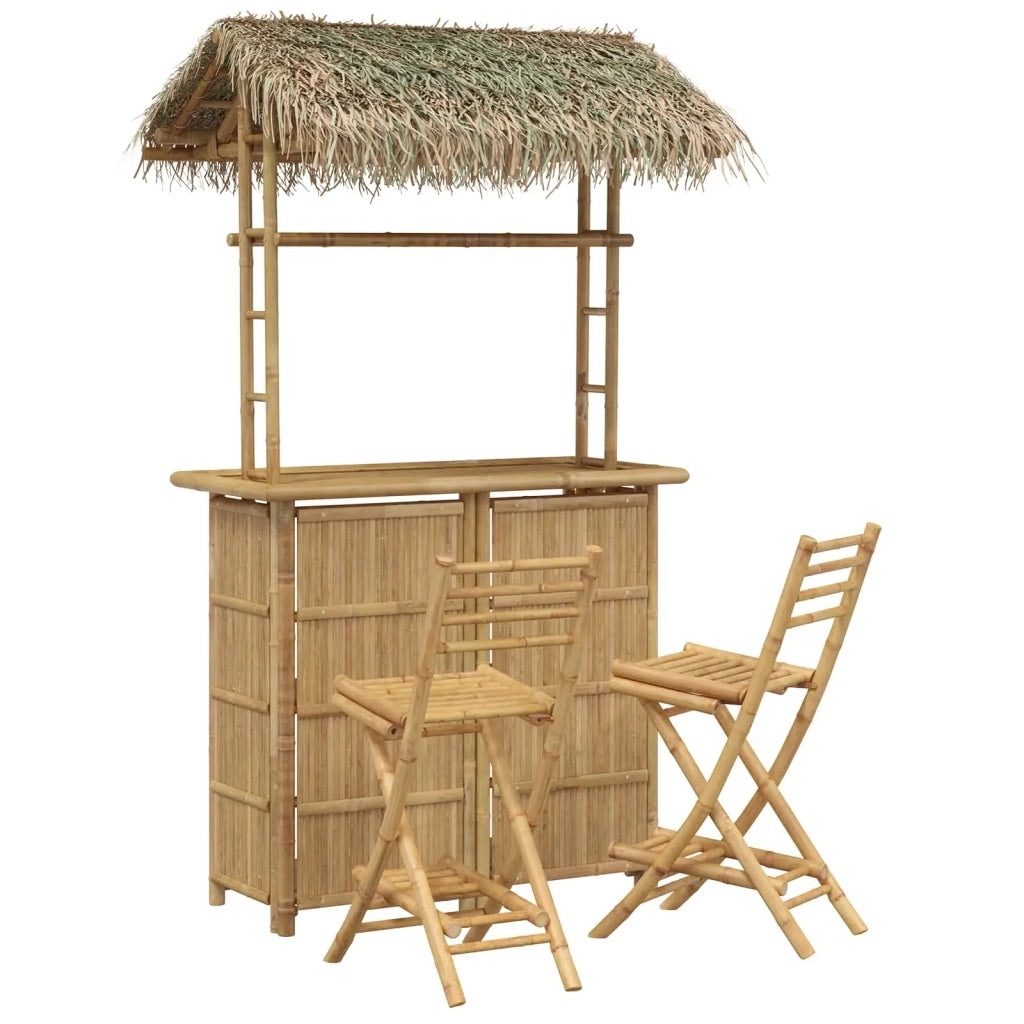 Tavolo da bar e sgabelli da esterno 3 pz Naturale Bambù 3469657