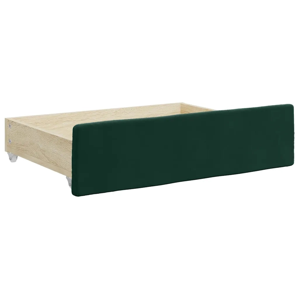 Divano Letto Estraibile Cassetti Verde Scuro 80x200cm Velluto 3196972