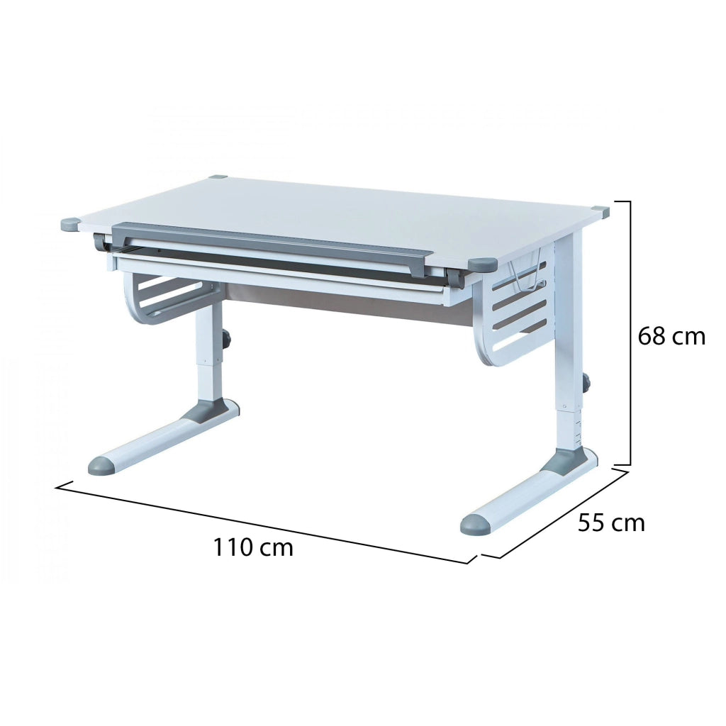 Saiano, Scrivania Materiale Piano in Legno Nobilitato, 110x55x68h cm Bianco