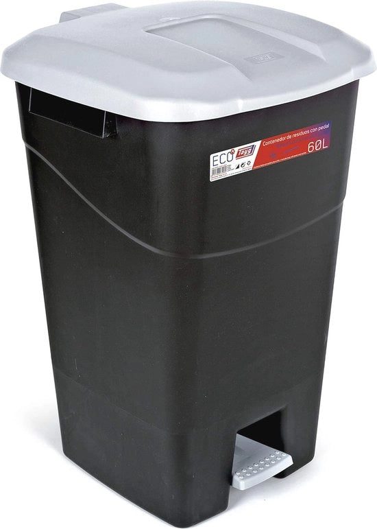 Contenitore per rifiuti 60 Litri - Pala per la raccolta dei rifiuti 60 Litri - Contenitore per rifiuti 60 Litri - Nero|Grigio