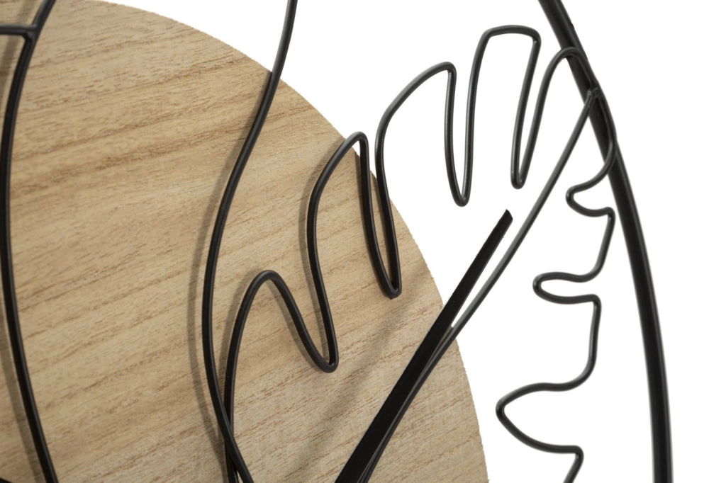 Orologio da Muro Elegant 60x2x60 cm in Ferro e MDF Nero e Marrone