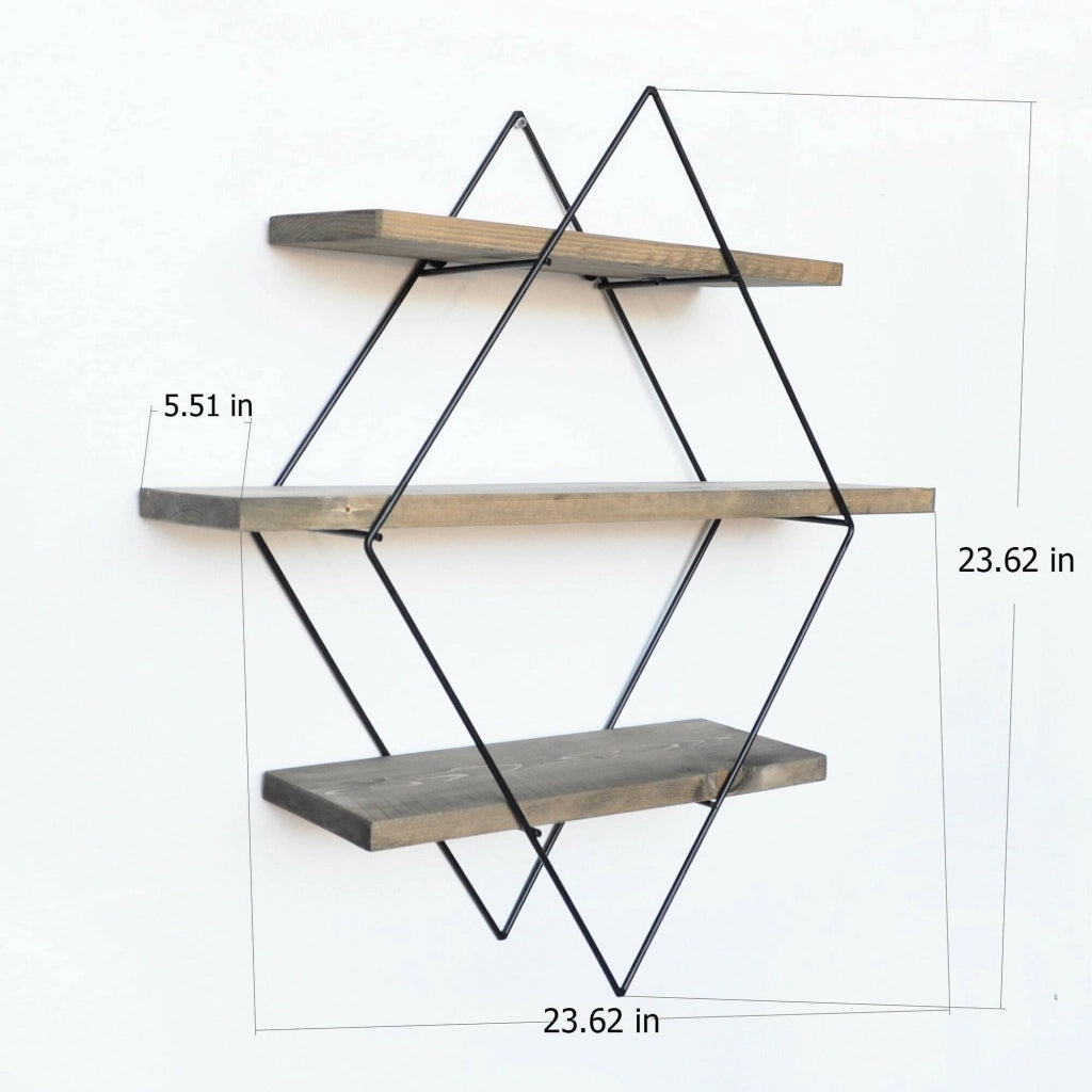 Rozasanina, Mensola 3 Ripiani, 60x14x60h cm Marrone Noce