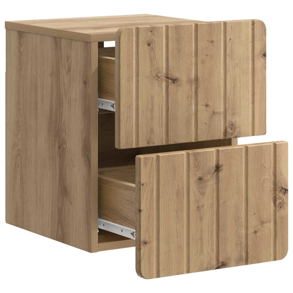 Mobiletto da notte a muro con cassetto 2 pcs Rovere Artigianale 898314