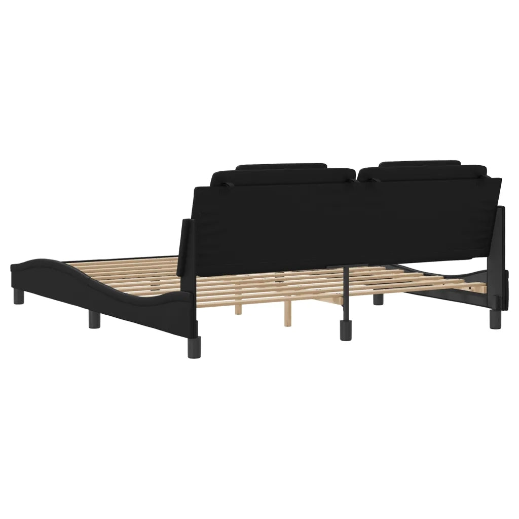 Letto matrimoniale | Letto per adulti | Giroletto Viana con LED senza Materasso Nero 180x200 cm