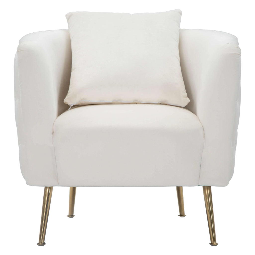 Poltroncina Killar, Poltrona Rivestimento in Velluto, 76x74x71h cm Bianco Crema