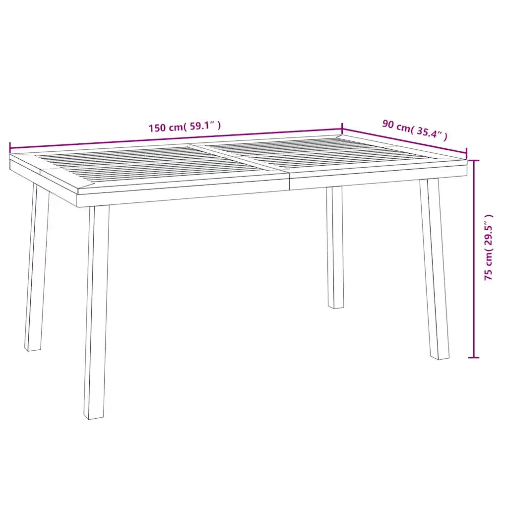 Tavolo da Giardino 150x90x75 cm Legno Massello di Acacia 319523