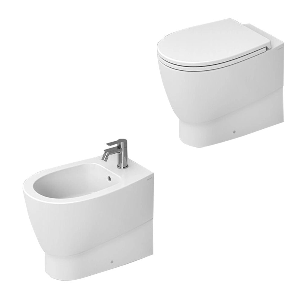 Sanitari filo muro bianco lucido con scarico traslato rimless e copriwc Demy Dolomite