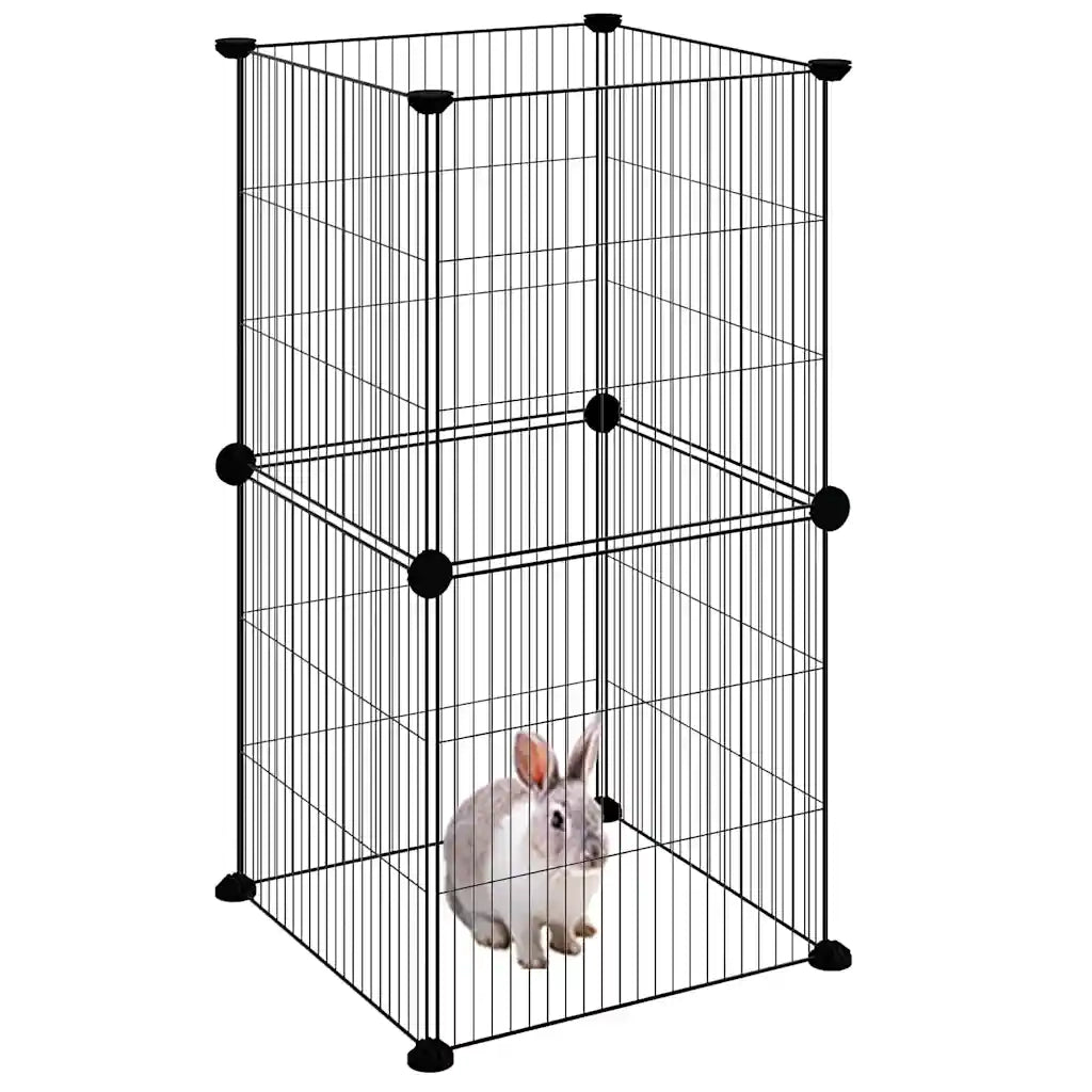 Gabbia per Animali Domestici 8 Pannelli Nero 35x35 cm Acciaio cod mxl 54403