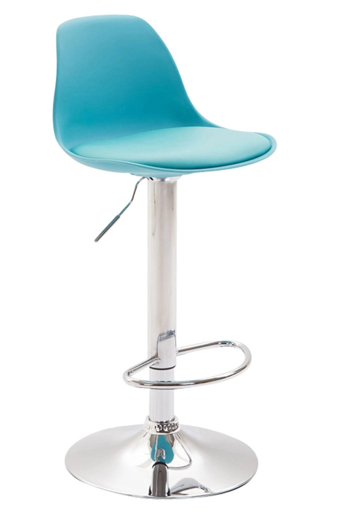 Sgabello di design KIEL in polipropilene e similpelle cromo,blu