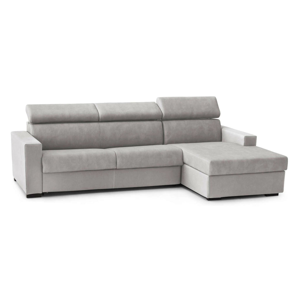 Alibella, Divano Letto con Penisola Sfoderabile Made in Italy, 260x95 cm Grigio