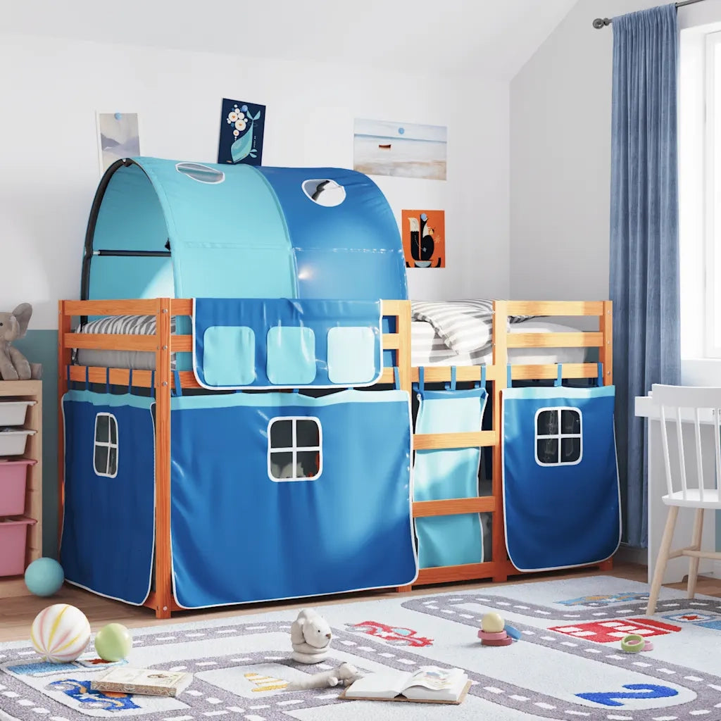 Letto a Castello senza Materasso-Struttura Letto a Castello Blu 90x190cm Massello Pino 959525