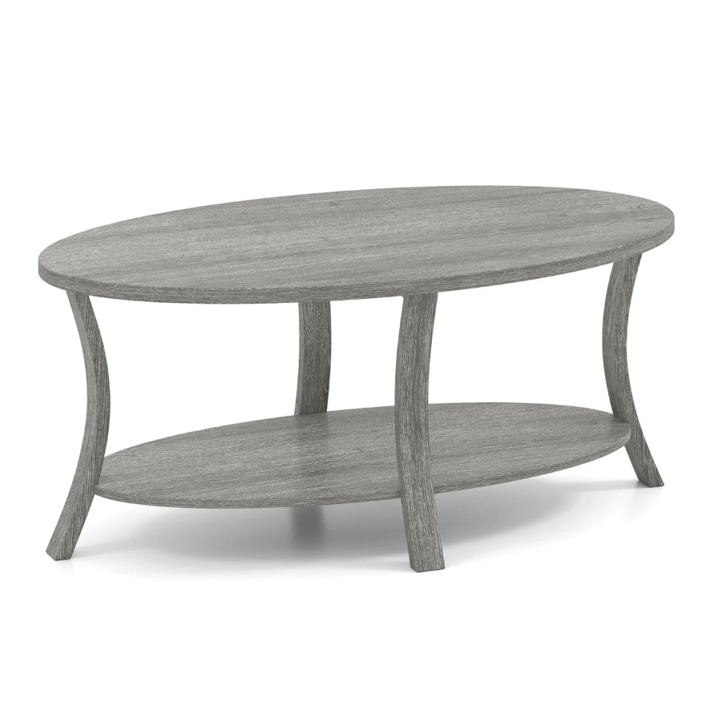 Tavolino ovale 111 x 60,5 x 47 cm con pratico contenitore e atmosfera rustica in legno di caucciù grigio 20_0013793