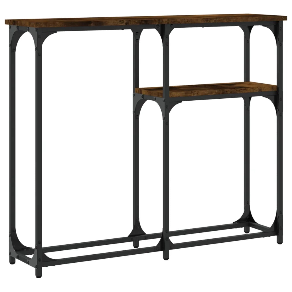 Tavolino Consolle-Tavolino da soggiorno-Tavolo Rovere Fumo 90x22,5x75cm in Legno Multistrato