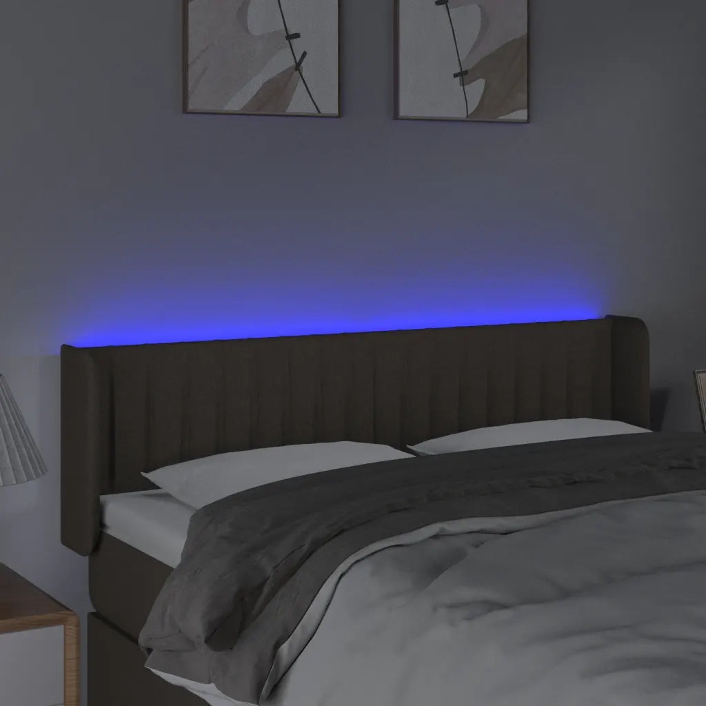 Testiera a LED Tortora 147x16x78/88 cm in Tessuto 3123476