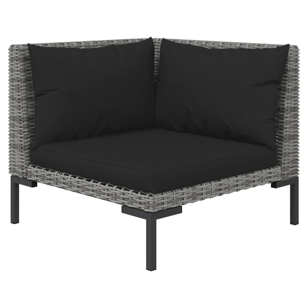 Set Divani Giardino 6 pz con Cuscini in Polyrattan Grigio Scuro cod mxl 38825