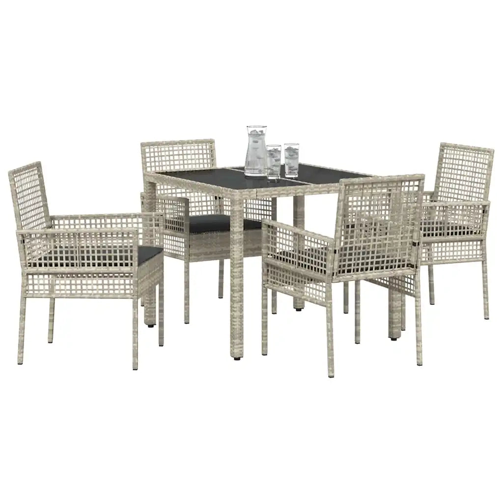 Set da Pranzo per Giardino 5 pcs Grigio chiaro polyrattan 3334896