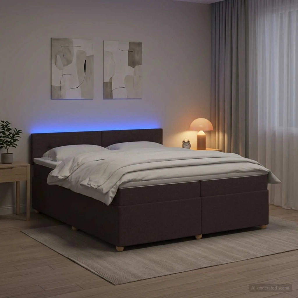 Letto box spring con materasso Marrone Scuro 200 x 200 cm 3452502