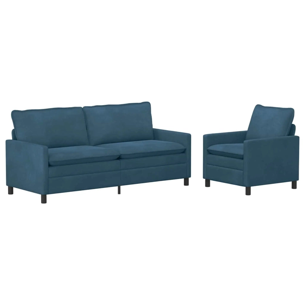 Set di divani 2 pcs Blu Velluto