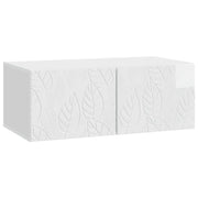 Mobile Porta TV da Muro-Credenza per TV sospesa 98 x 31 cm Bianco Lucido