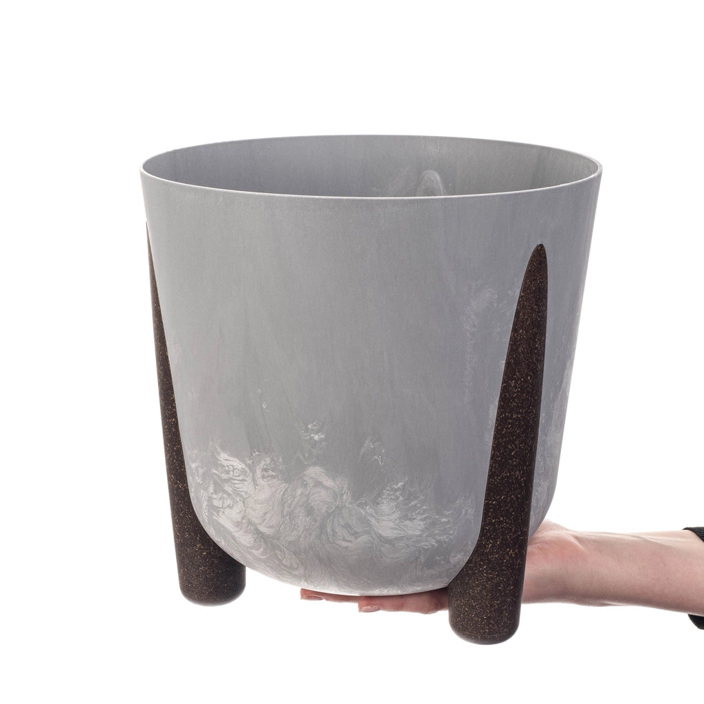 Vaso da fiori KADAX, coprivaso, fiori su gambe, con inserto, supporto per fiori, grigio, 26 cm
