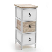 CASSETTIERA IN LEGNO CON 3 CASSETTI COLORE BIANCO E NATURALE 26 X 32 X 62 CM