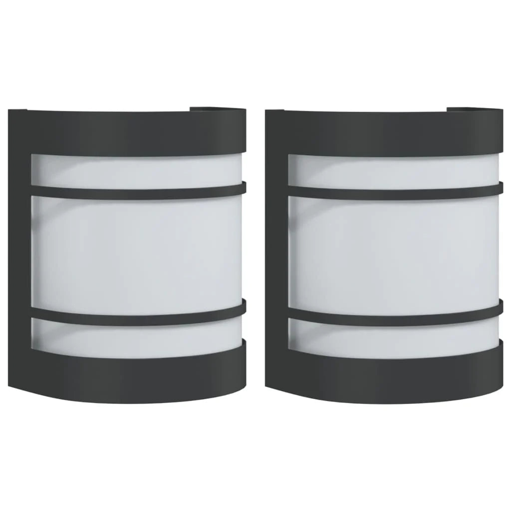 Set di 2 applique da esterno multiuso IP44 per la decorazione del giardino 13,5 x 10,5 x 16,5 cm acciaio inox nero 02_0056611