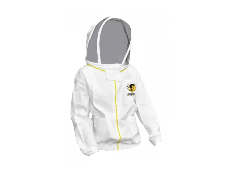 Art.257 Maschera a velo su camiciotto, cappuccio staccabile, cotone 100% - Bianco - S