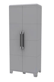 Armadio Portascope Modulare da Esterno 78x43,6x184,4 cm 2 Ante 3 Ripiani in Polipropilene Transforming Grigio e Nero