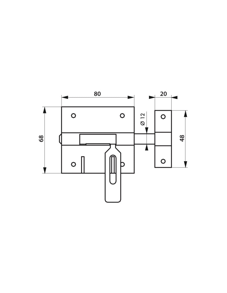 Chiusura a chiavistello per porta,   Ø 12mm, porta lucchetto, acciaio - THIRARD
