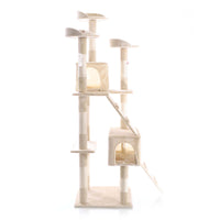 Albero tiragraffi beige 170 cm con piattaforme, cuccette e scale