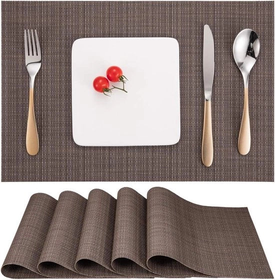 Set di Piatto per Cucina da 6, Piatto in Vinile Tessuto Lavabile Resistente al Calore Antiscivolo Adatto per Cucina Famiglia Ristorante Caffè