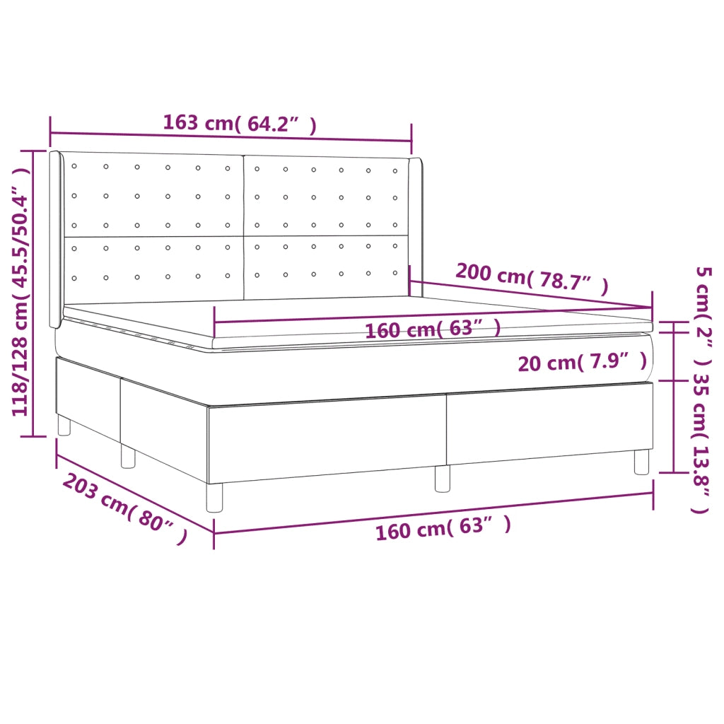 Giroletto a Molle con Materasso Tortora 160x200 cm in Tessuto 3132325