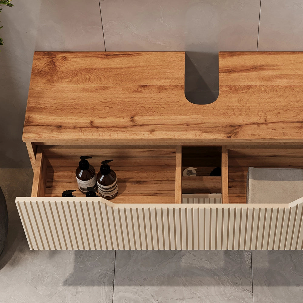 Vicco Mobile sottolavabo per bagno Rovere/cashmere a righe 99.4 x 62.5 cm con 2 cassetti