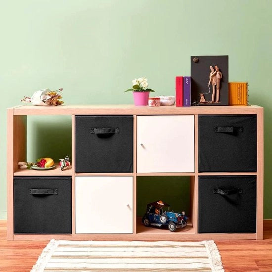 Scatole di Stoccaggio Decine di Sacchi di Stoffa Scatole Organizer Opvolute - Camera da Bambino Giochi - Nero - Set da 4 - 33x37x33cm