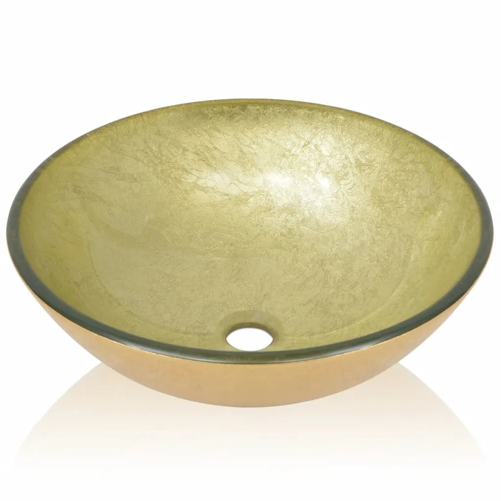 Lavandino in Vetro Temperato 42 cm Dorato CFW4028513