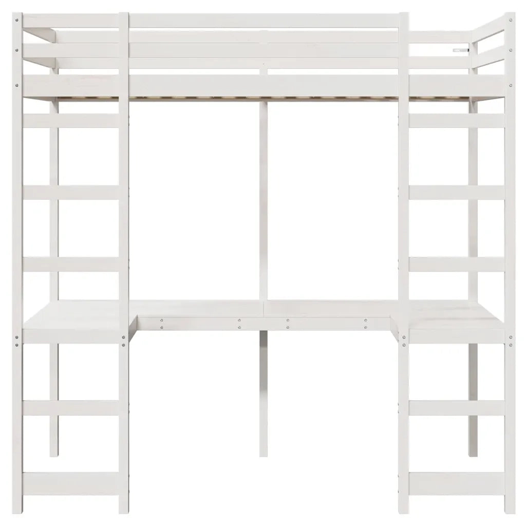 Struttura per letto soppalco Bianco 75 x 190 cm Pino massello 3414557