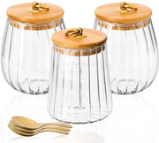 Set di 3 contenitori di conservazione - multifunzionali - coperchi in bambù - vetro borosilicato