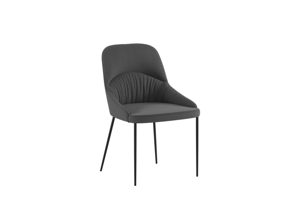 Set 4 Sedie Ginevra 54x63x89 cm in Tessuto Easy-Clean Grigio Scuro