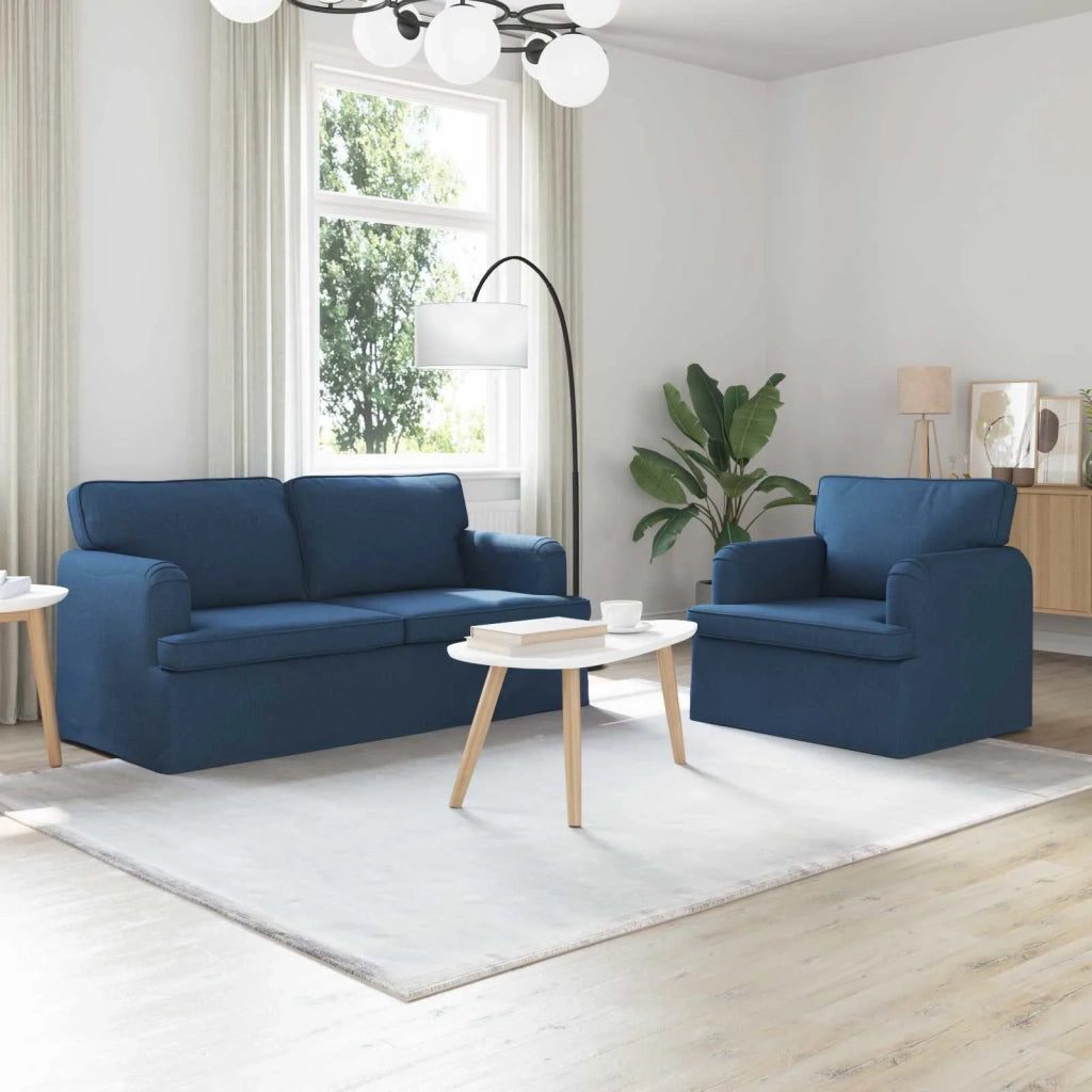 Set di divani 2 pcs Blu 162 x 80 x 85 cm Tessuto