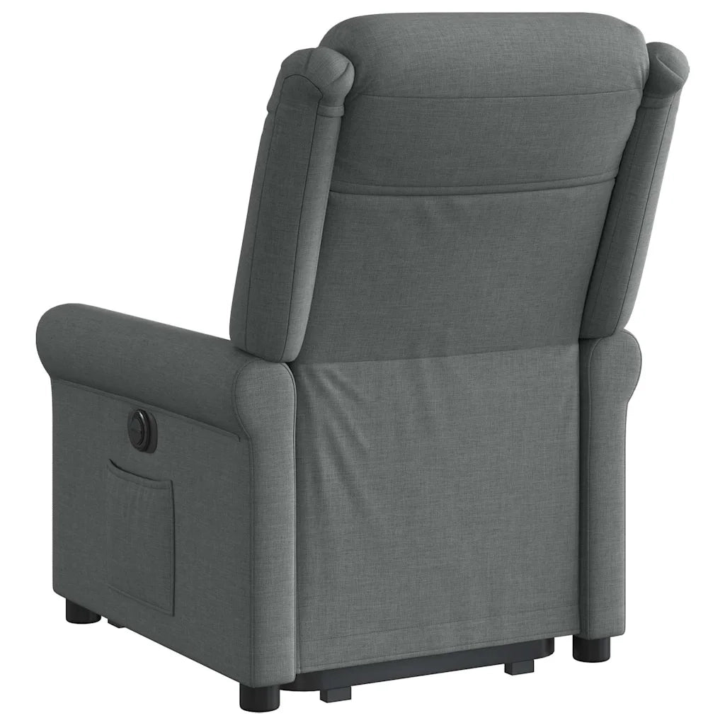 vidaXL Poltrona Alzapersona Reclinabile Elettrica Grigio Scuro Tessuto