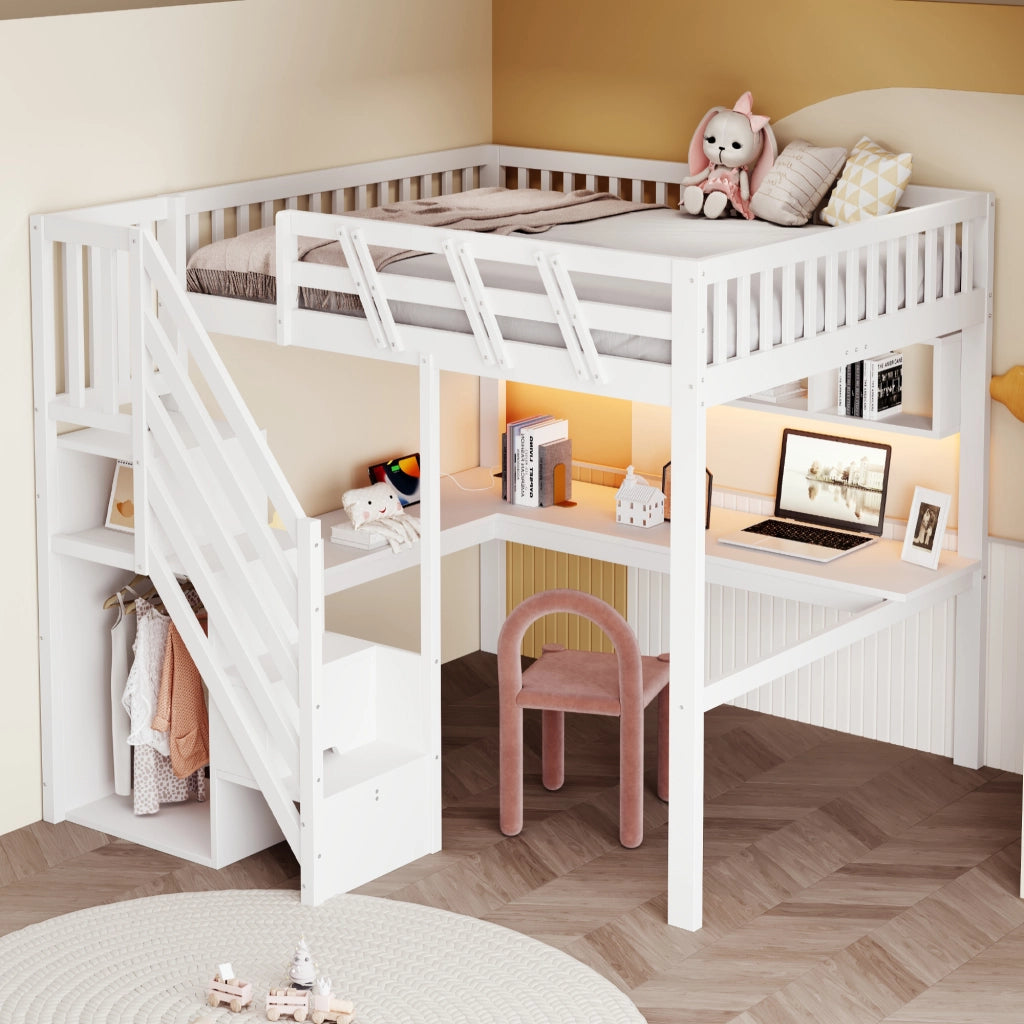 letto in legno bianco 193.5 x 205 cm