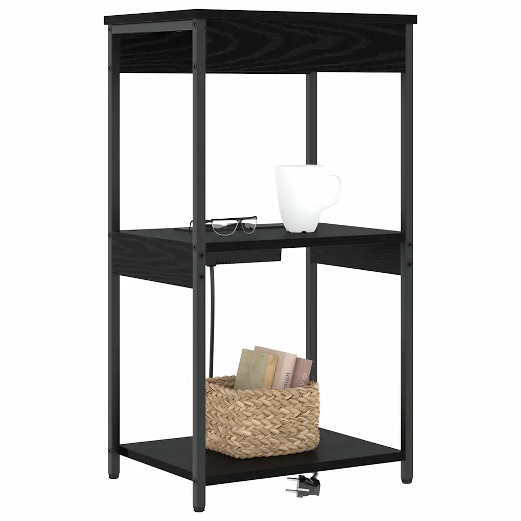 Comodino | Armadio da Notte | Mobiletto da notte Rovere Nero 41 x 31 x 76 cm Legno multistrato