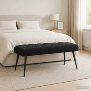 Panchina con bottoni imbottiti Nero 110 x 40 x 46 cm Velluto 42038577