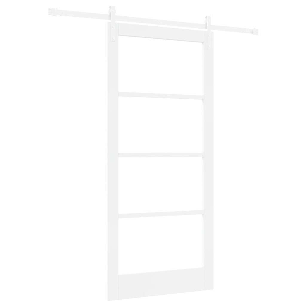 Porta Scorrevole con Set Hardware 'ORKDAL'Legno Massello Bianco e Vetro