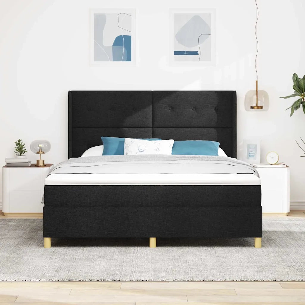 Letto a molle con materasso Nero 140 x 200 cm Tessuto