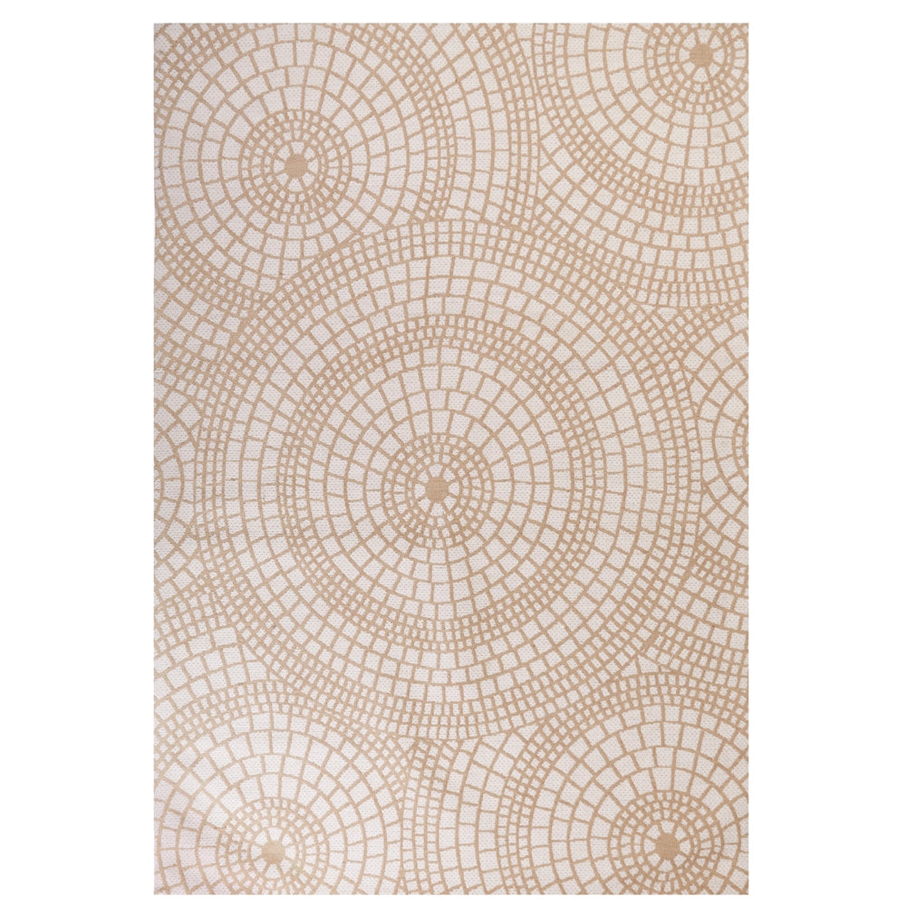 Tappeto da giardino beige e bianco in iuta 200 x 300 cm Rettangolare con motivo geometrico a trama piatta stile boho Camera da letto Soggiorno