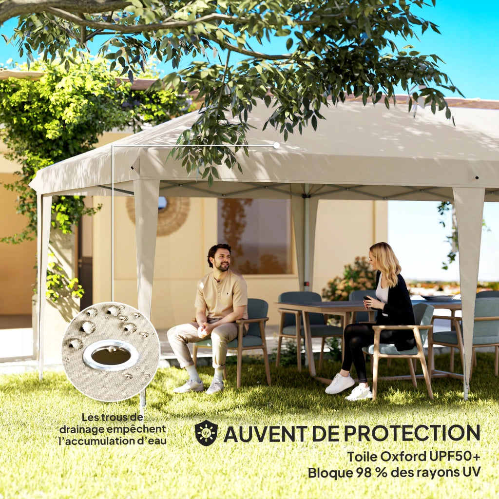 Tonnelle da giardino pieghevole 6x3m con paraventi UV ¨C zephmum ¨C beige