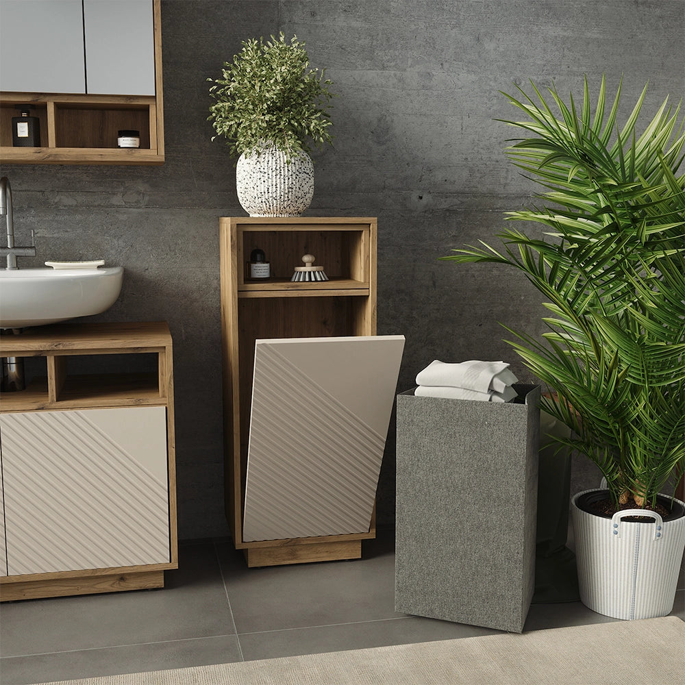 Armadio per biancheria Beatrice Cachemire/Rovere artigianale 38 x 93 cm Vicco