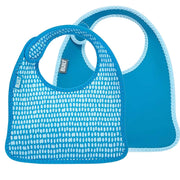 Set di 2 Bavaglini Neonato in Neoprene Motivo a Pois con Chiusura a Strappo Blu Built